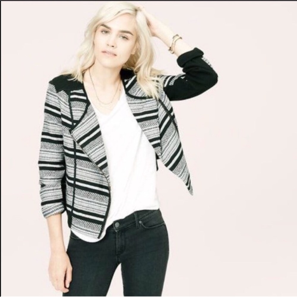 Lou & Grey Asymmetrical Knit Sweater Jacket, Sz L